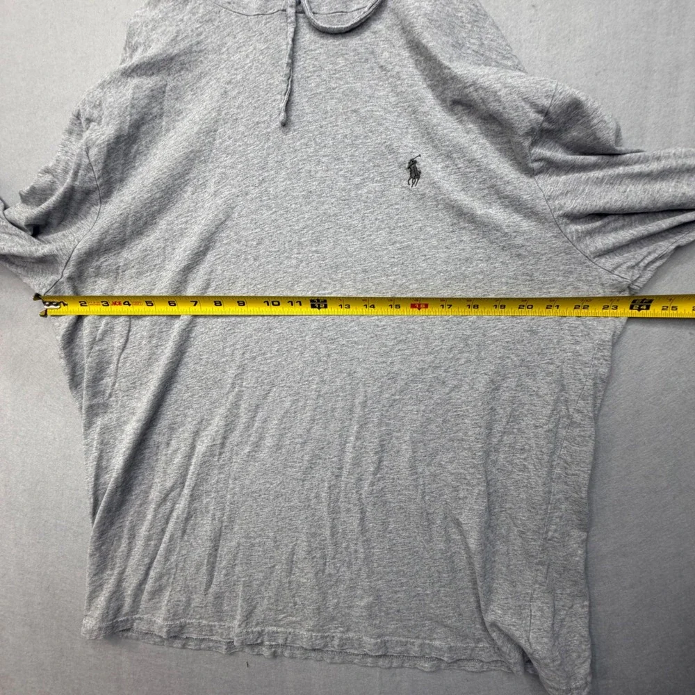 Polo Ralph Lauren Mens Heather Grey Long Sleeve Hooded T-Shirt Pony Logo XL